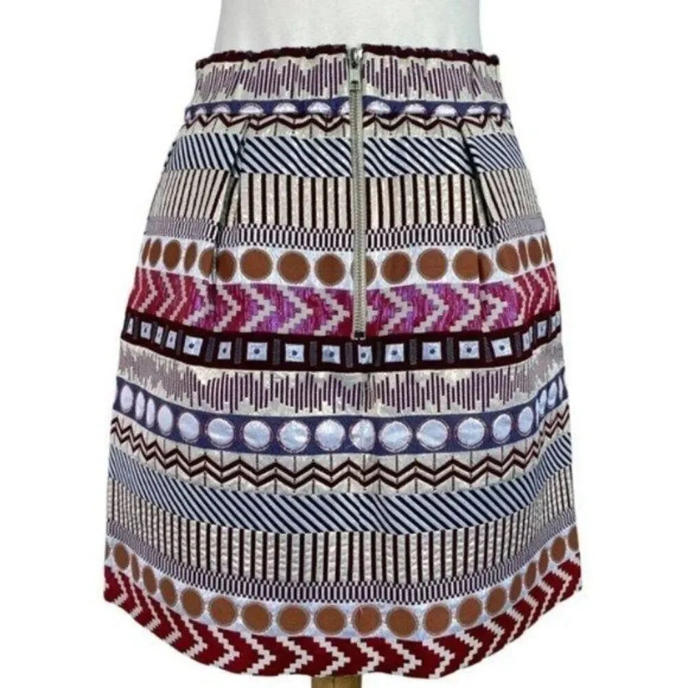 Anthropologie Nomad Metallic Geo Skirt Size 2